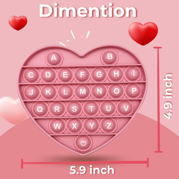 Petbsnvb Pink Heart Shaped Pop Bubble Valentines Fidget Toy With Letters And Numbers, Xmas Gift Sensory Toy With Alphabets Kids Birthday Party Classroom Prize Stress Reliever