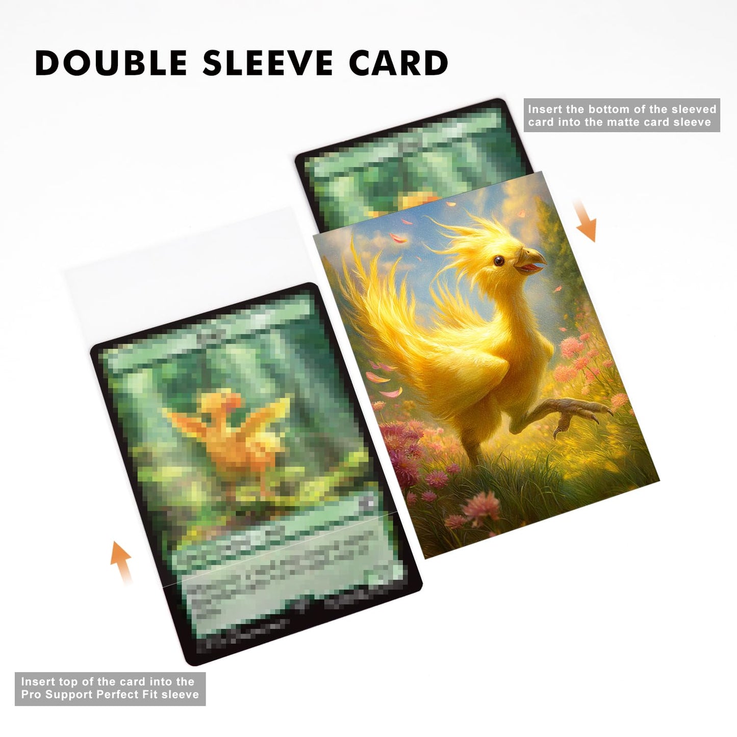 Katomula MTG Card Sleeves - 100 Textured Back Art Sleeves, Fits Standard Size Cards, Chocobo Color, Model MS049-Chocobo
