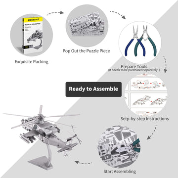 Piececool 3D Metal Puzzle Military Model Kits, 10 Helicopter Airplane Models Kits To Build For Teens Men Hobbies Toys Diy Brain Teaser Puzzles, Great Birthday Gifts, 122 Pcs