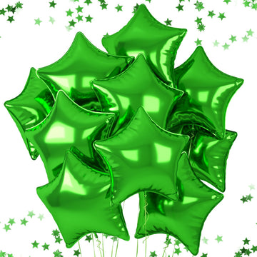 18 Inch Green Star Balloons, 10 Pcs Green Star Shape Foil Balloon Helium Balloons, Big Mylar Star Balloons For Wedding, Baby Sho