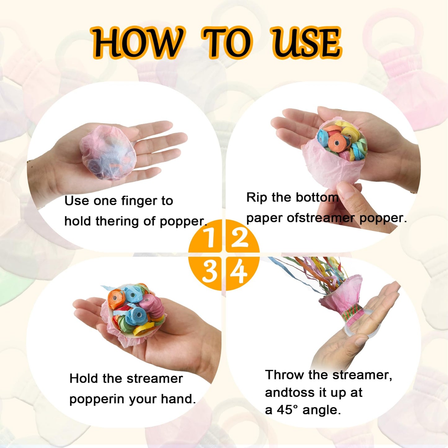 24 Pack Streamer Poppers No Mess Confetti Poppers