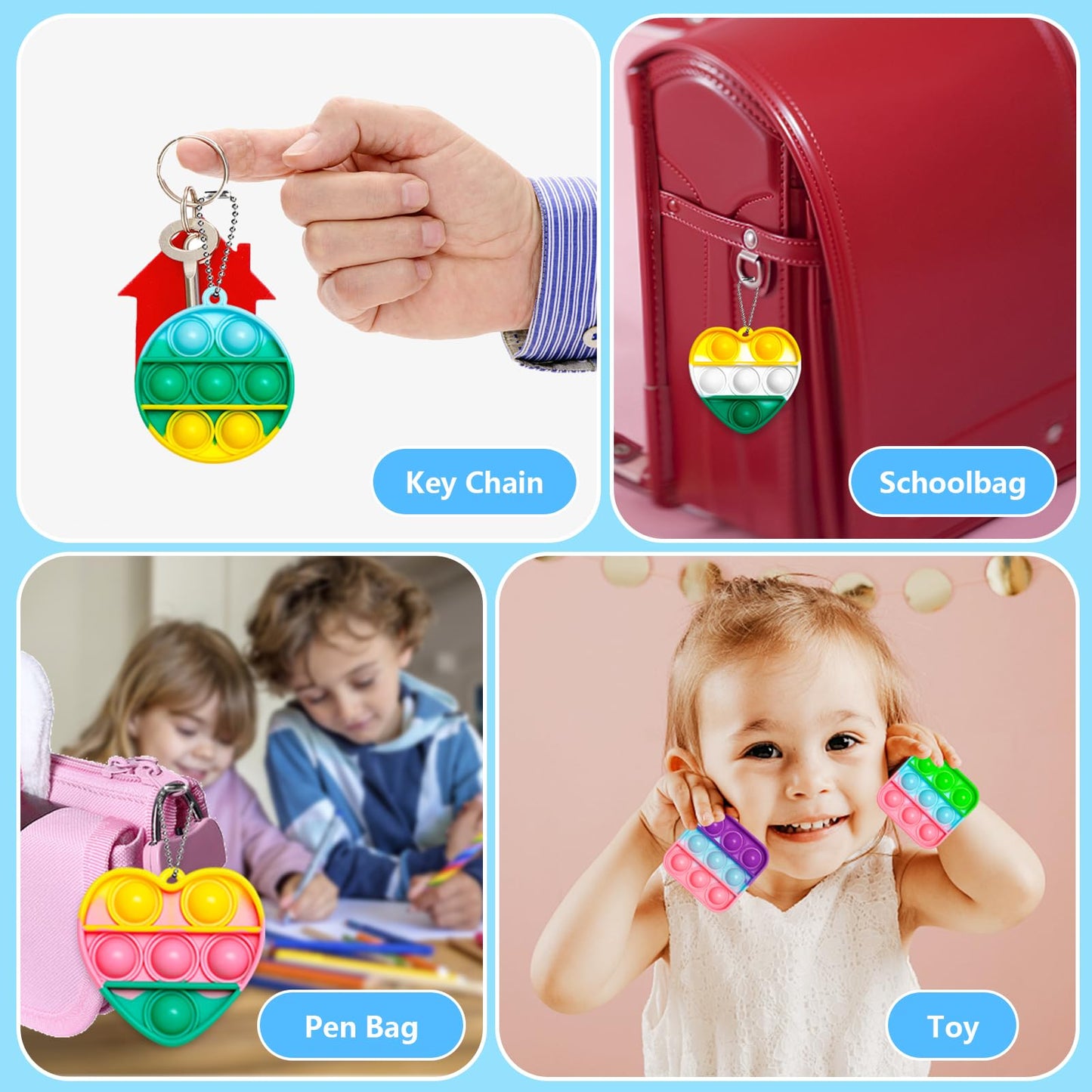 Dodolol Kids Party Favors 30 Pcs Fidget Toys Bulk Mini Pop Fidgets Keychain Its Birthday Party Favors For Kids Goodie Bag Stuffe