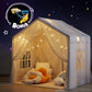 LOAOL Play Tent for Kids - Large Beige Cotton Castle Tent with Star Lights, Sequin Decor, Front & Rear Doors for Indoor/Outdoor Fun