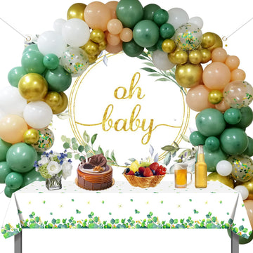 Sage Green Baby Shower Decorations Greenery Baby Shower Decorations With Sage Green Balloons Garland Arch Greenery Oh Baby Backdrop Eucalyptus Leaf Tablecloth For Boho Jungle Safari Woodland Party