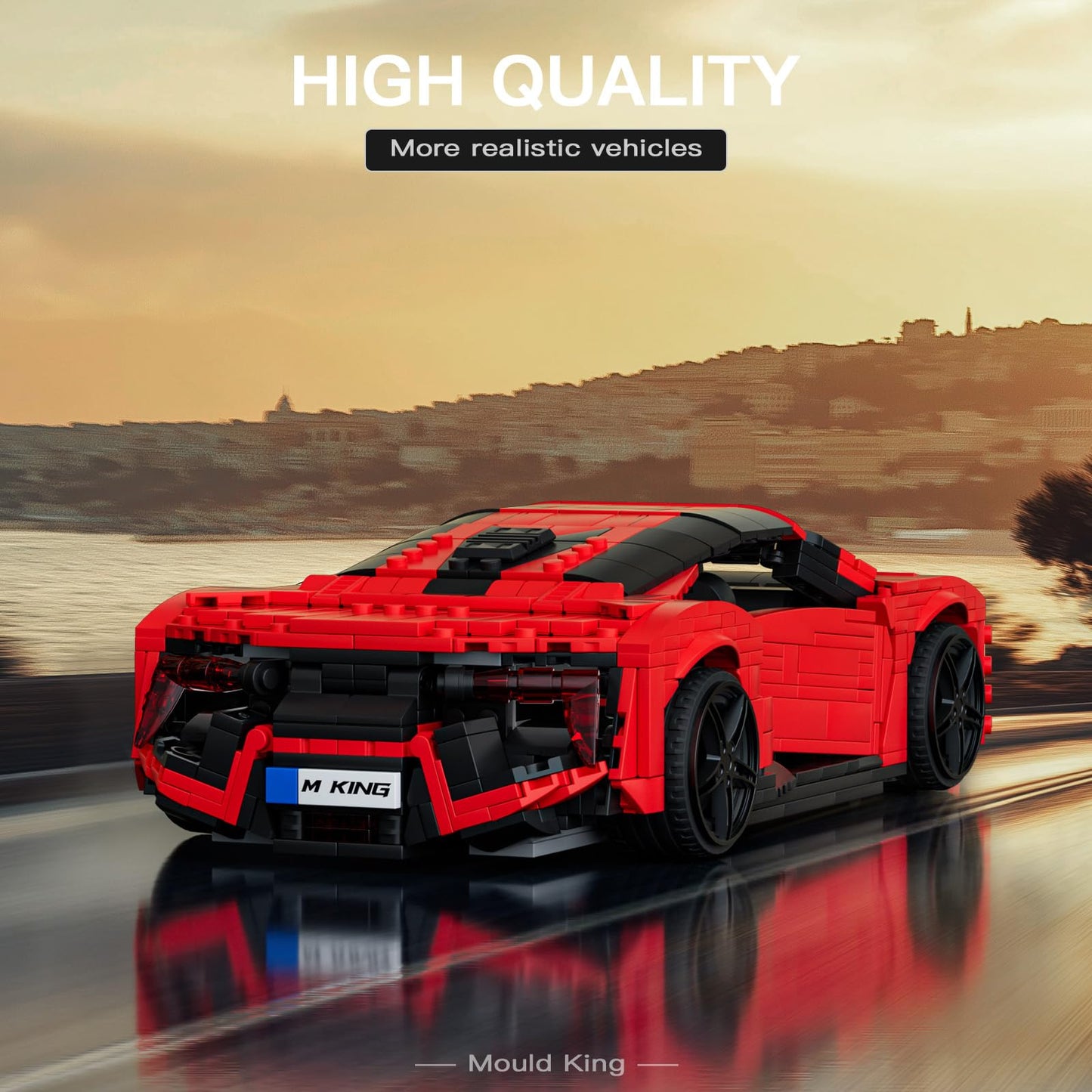 Mould King Car Building Sets, 1:12 Scale Red Sports Car Model, 10117 Collectible Toys Building Kits, Build And Display Construct