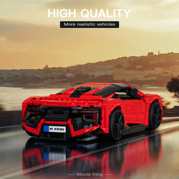 Mould King Car Building Sets, 1:12 Scale Red Sports Car Model, 10117 Collectible Toys Building Kits, Build And Display Construct