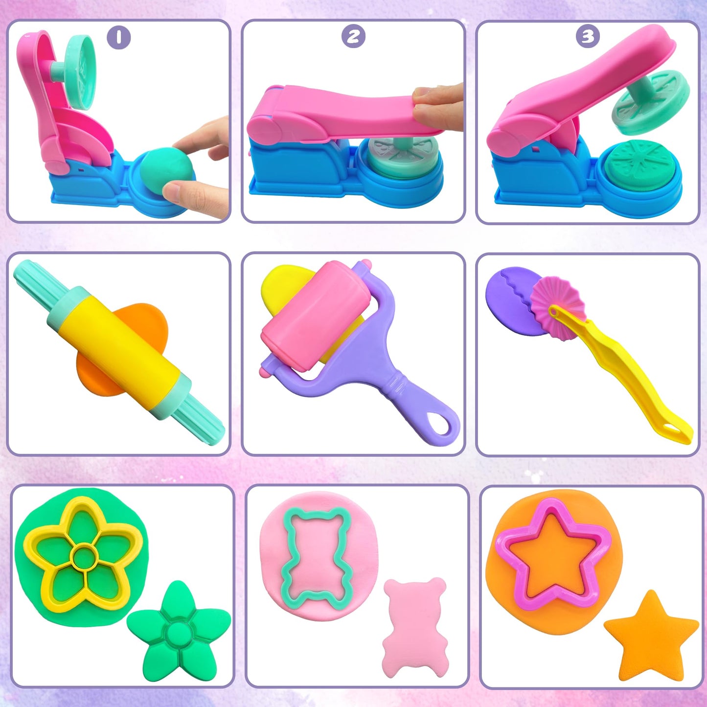 Playdough Tools 36pcs Play Dough Tools Set for Kids with Playdough Cutters,Roller,Rolling Pins,Dough Extruder