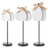 Thyle 3 Pcs Thanksgiving Pumpkin Table Centerpieces Wood Harvest Table Decorations for Home Standing Block Tall Sign with Bow fo