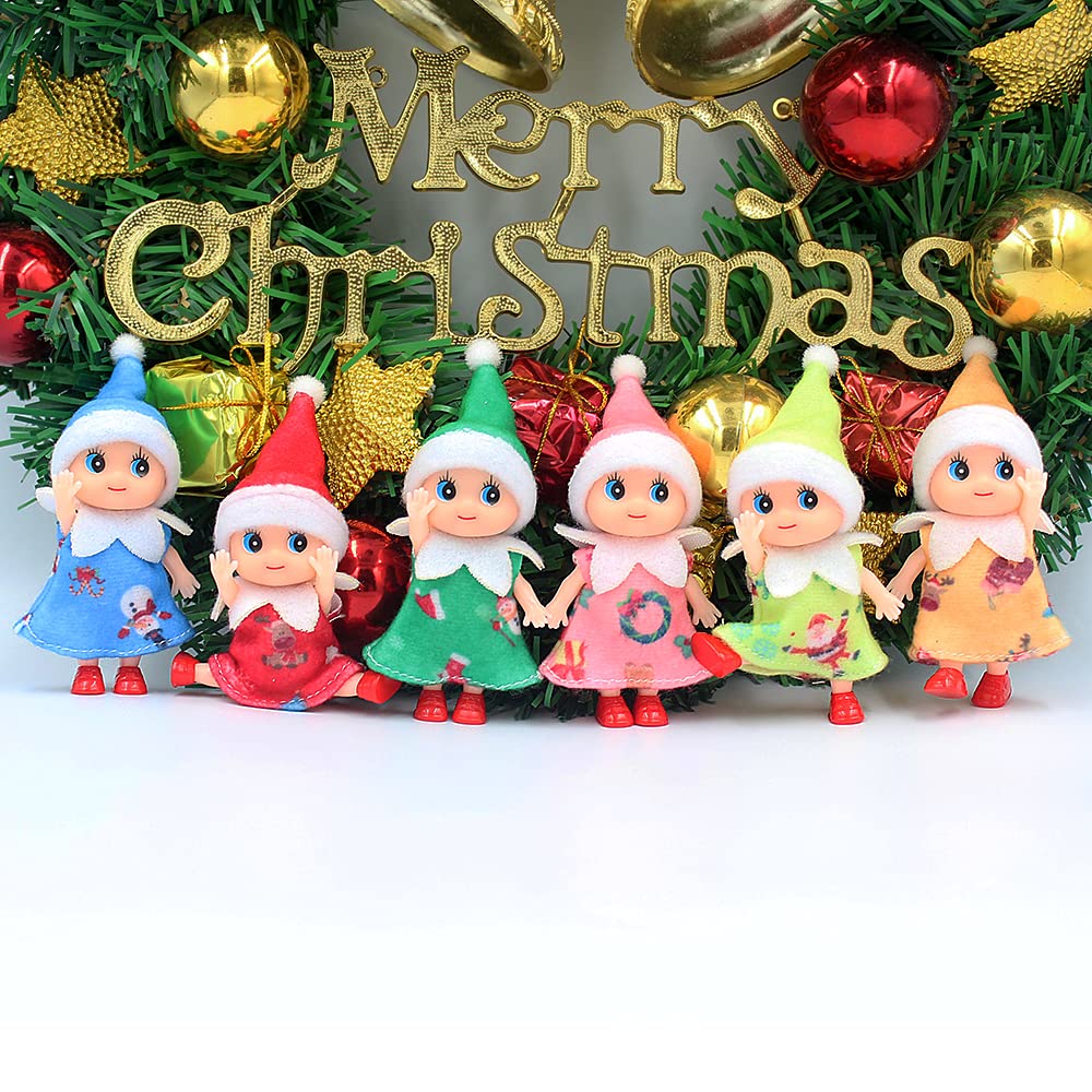 WULEEUPER Tiny Baby Elf Doll | Christmas Miniature Elf Decoration | Newborn Gift | Baby Grow Girl and Boy Elf Dolls (Green Dress)