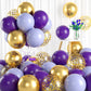 Purple And Gold Balloons, 60 Pcs Dark Purple Gold Balloons Set With Gold Confetti Metallic Gold Balloons, Globos Morados Lavende