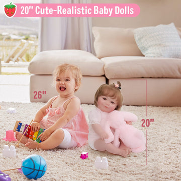 Jizhi Lifelike Reborn Baby Dolls - 20 Inch Soft Full Vinyl Body Realistic-Newborn Baby Dolls Adorable Poseable Real Life Baby Dolls With Feeding Kit & Gift Box For Kids Age 3 +