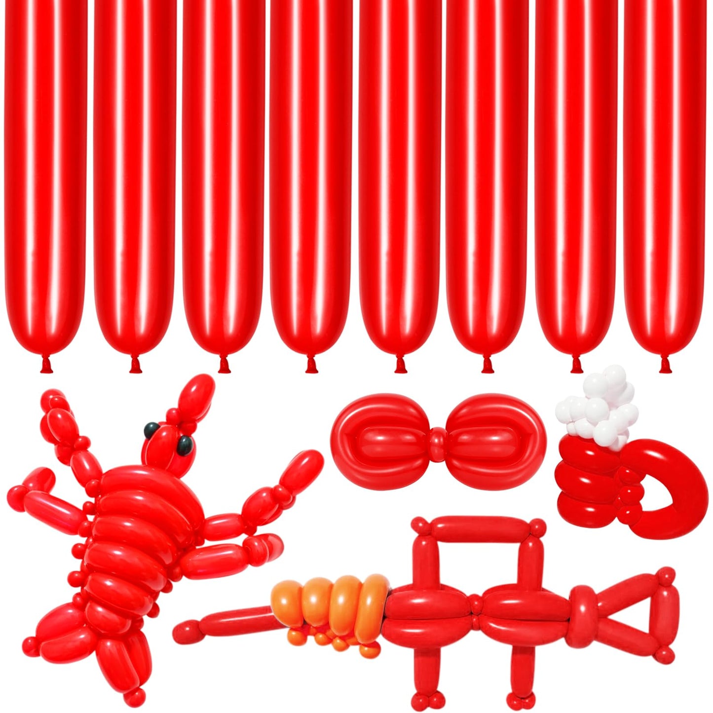 Lxzfcrg 260 Balloons Red Long Balloons For Balloon Animals, Thickening Long Skinny Latex Twisting Balloon For Balloon Garland Ha