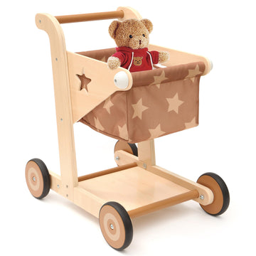 Asweets Wooden Baby Walker & Doll Stroller, Medium, Brown, Model ACBW-3, Push & Pull Learning Toy for Boys & Girls