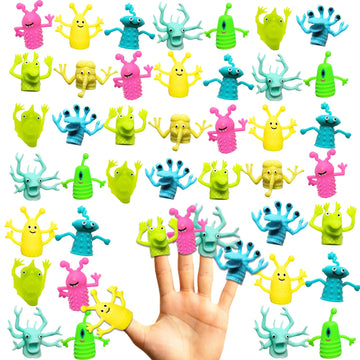 40Pcs Finger Puppets,Cute Monster Puppet,Soft Rubber Finger Toys Of Monster And Little Devil Pattern Finger Doll Toys Stretchy F