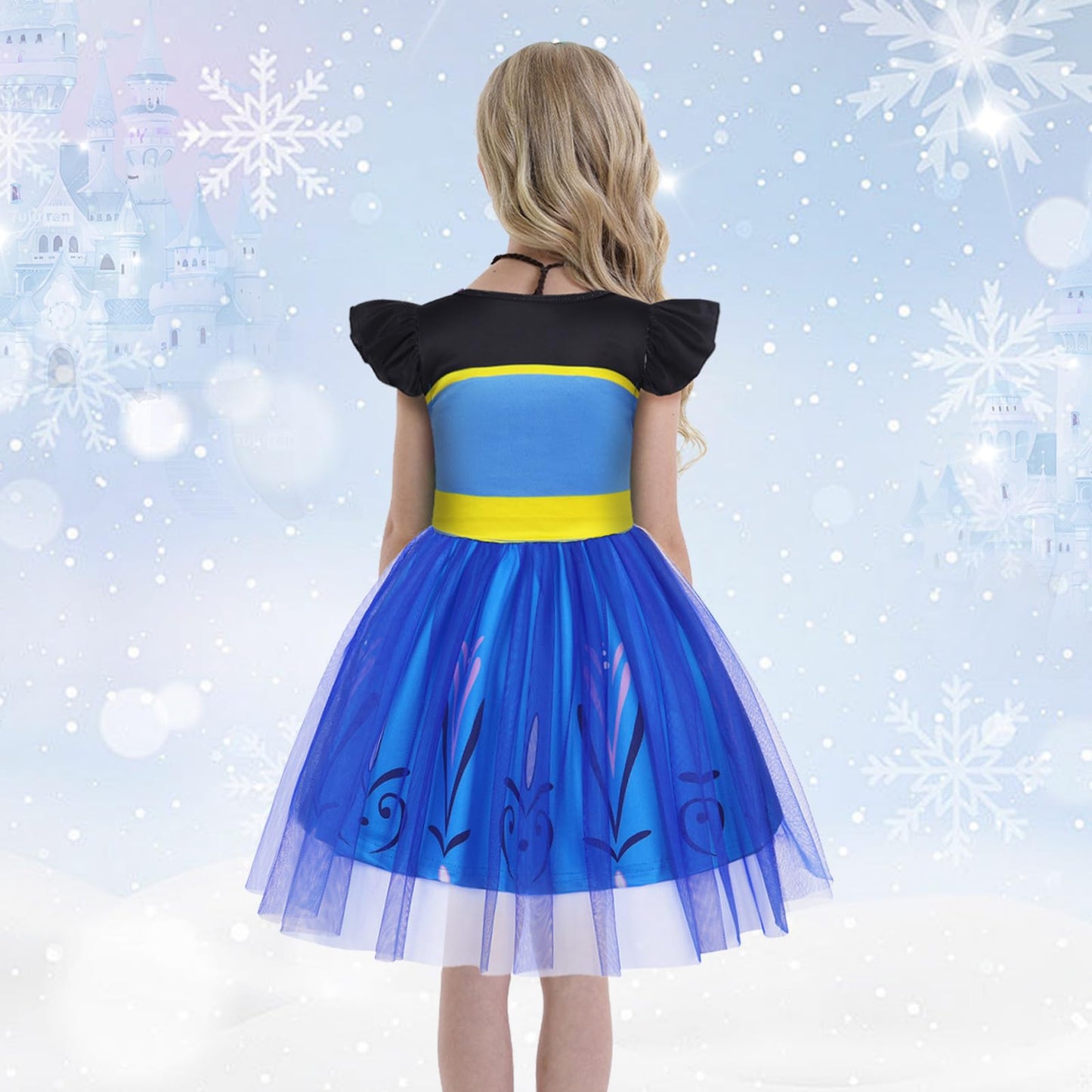 HenzWorld Princess Dress for Little Girls Fancy Costume Dress up for Girls Kids Short Flutter Sleeve Tulle Tutu Dress Halloween