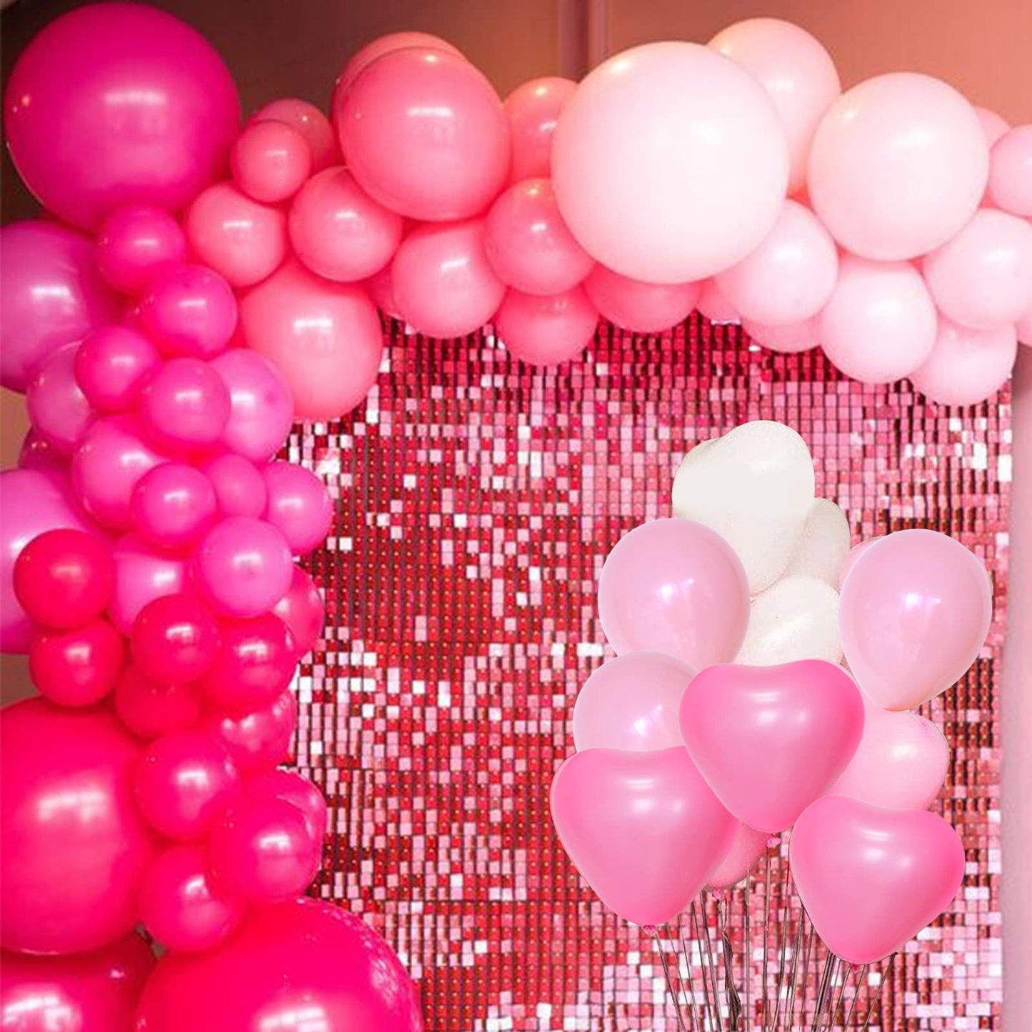 Infloral Pink Balloon Arch Kit Pink Rose Red Macaron Red Balloon Garland Kit Pink White Heart Balloons For Mother'S Day Wedding Valentines Day Proposal Anniversary Girl'S Birthday Party Decorations