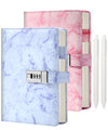 Cagie 2 Pack Marble Diary With Lock For Girls And Women, Secret Journal With Lock 192 Pages Waterproof Girls Locked Diary With P