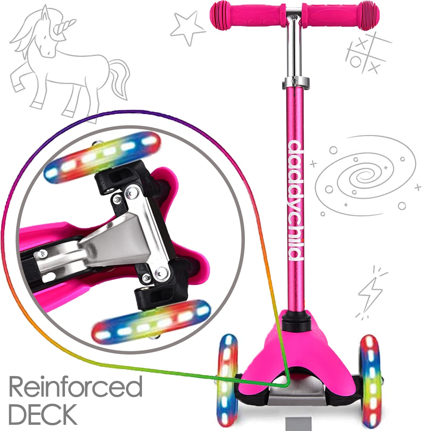 3 Wheel Scooters For Kids, Kick Scooter For Toddlers 3-6 Years Old, Boys And Girls Scooter With Light Up Wheels, Mini Scooter For Children (Pink)