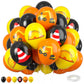 Construction Balloons, 12 Inch Black Orange Yellow Balloons,Excavator Helmet Warning Printed Latex Balloons For Construction Par