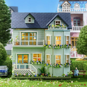 Diy Miniature House Kit, Cuteroom Wooden Dollhouse Kit Mini House Making Kit With Furnitures, Diy Dollhouse Kit Birthday Gift For Women And Girls (Warm Manor)