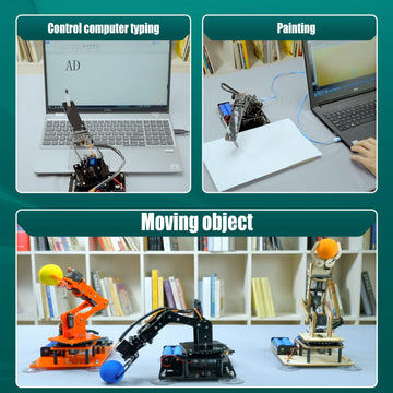 Adeept 5Dof Robotic Arm Kit Compatible With Arduino Ide, Programmable Diy Coding Stem Educational 5 Axis Build Robot Arm, Robot Starter Kit With Oled Display Processing Code And Tutorials - Black
