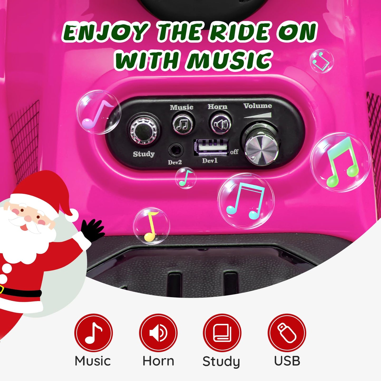 Forever Source Kids ATV - 6V Battery Powered 4 Wheeler, Music & Light, Pink, Large, for Ages 18-36 Months