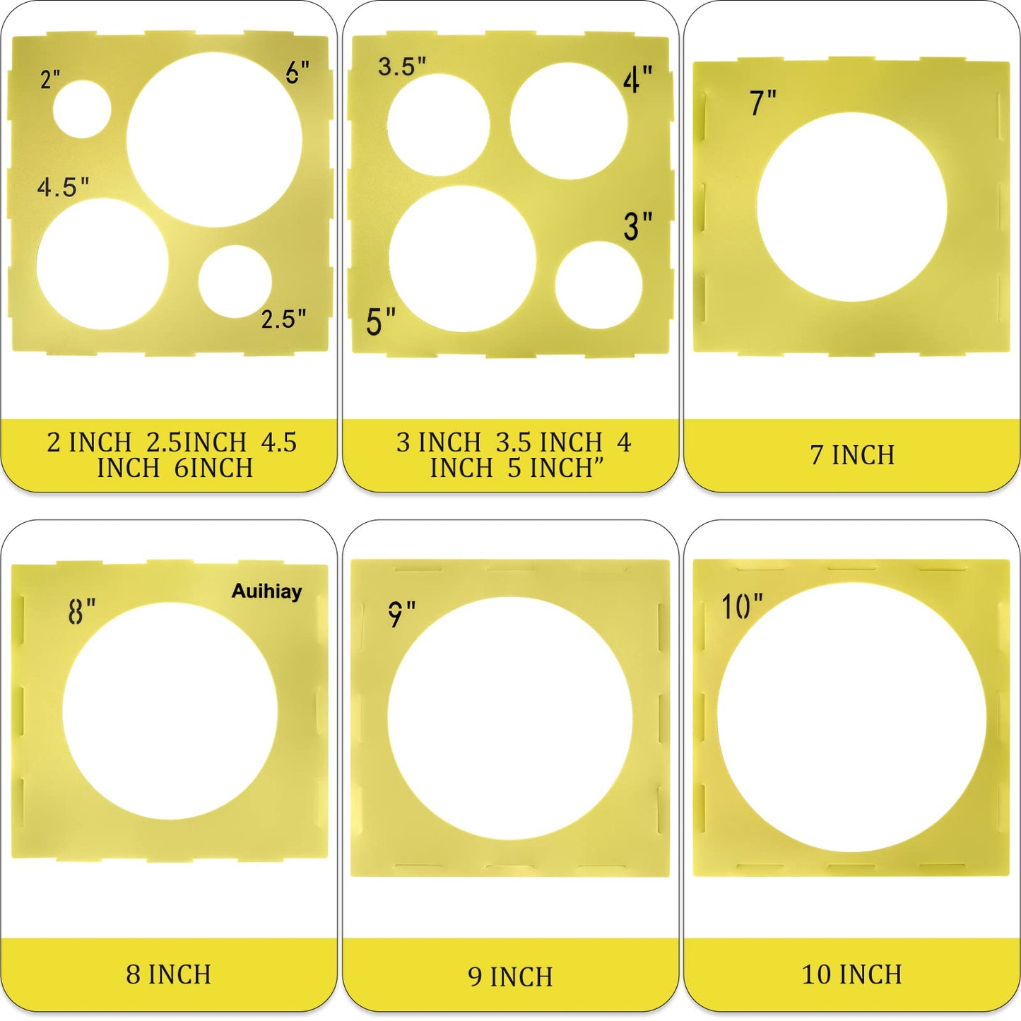 Auihiay 14 Holes Plastic Balloon Sizer Box Cube, Yellow Collapsible Balloon Size Measurement Tool For Balloon Arches, Balloon Towers, Balloon Columns And Balloon Decorations (1-10 Inch)