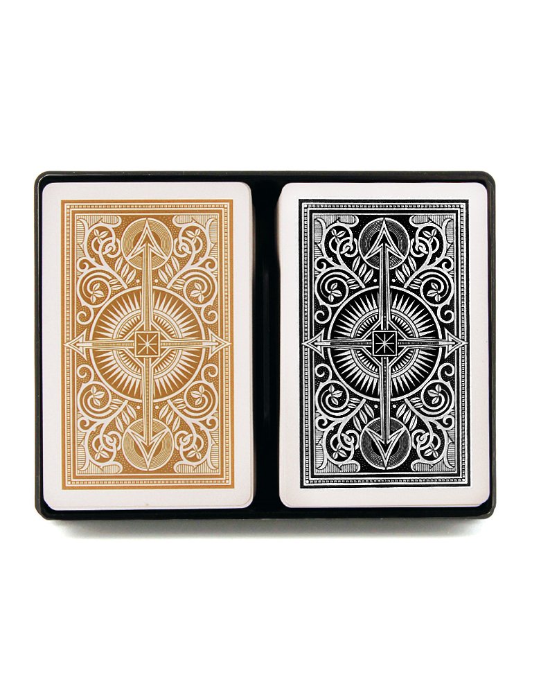 Springbok Kem Playing Cards - Arrow Black/Gold, Bridge Size, Jumbo Index, 100% Cellulose Acetate, Model 1017402