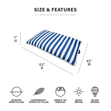 Big Joe Lagoon Lounger No Inflation Needed Pool Float, Americana Nautical Stripe Double Sided Mesh, Quick Draining Fabric, 5 Fee