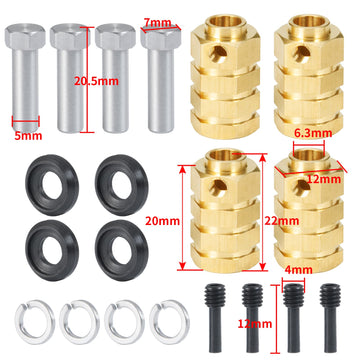 Rclions 12Mm Brass Wheels Spacers +20Mm Extension Wheel Hubs Hex For Trx4 1/10 Rc Crawler Truck Car