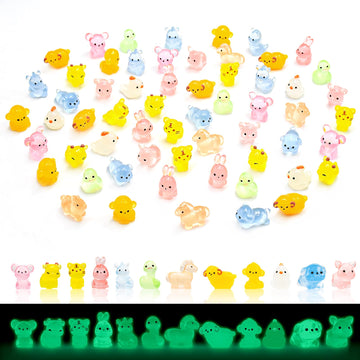 60 Pieces Luminous Mini Animals For Crafts Dollhouse Fairy Garden Decor Tiny Animals Decor For Car Tiny Resin Animals For Micro