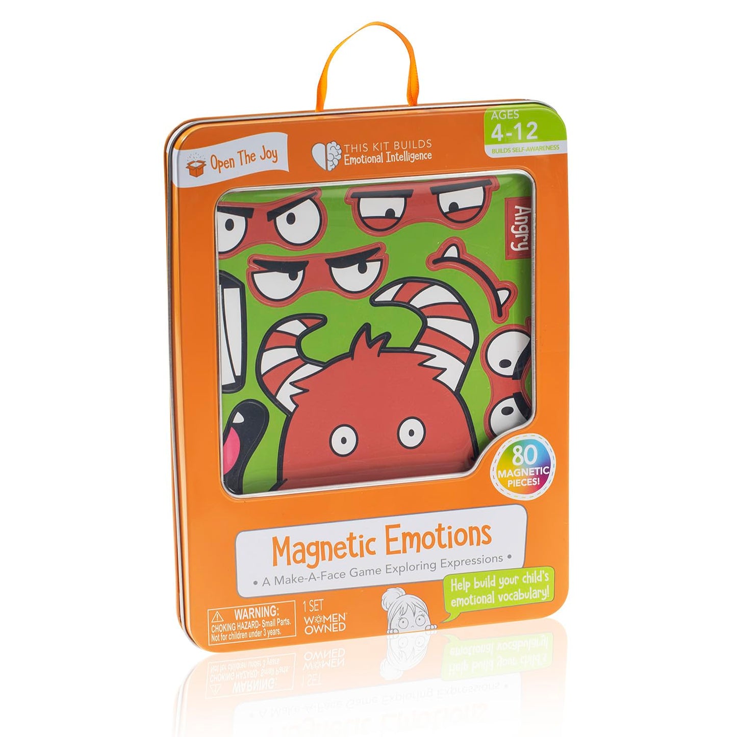 Open The Joy Magnetic Emotions Playset - Medium Green, Paper, Model MONSTIN, Ages 4+ - Explore & Express Feelings with Magnetic Characters