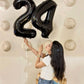 4 Balloon, Black Number Balloon 40 Inch, 4Th Gold And Black Party Decorations, Four Large Numbers For Party Decor, Number 4 Ball