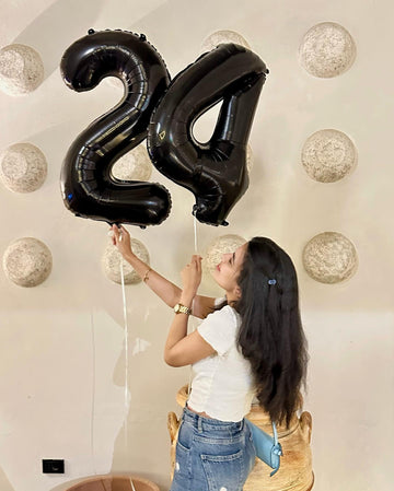 4 Balloon, Black Number Balloon 40 Inch, 4Th Gold And Black Party Decorations, Four Large Numbers For Party Decor, Number 4 Ball