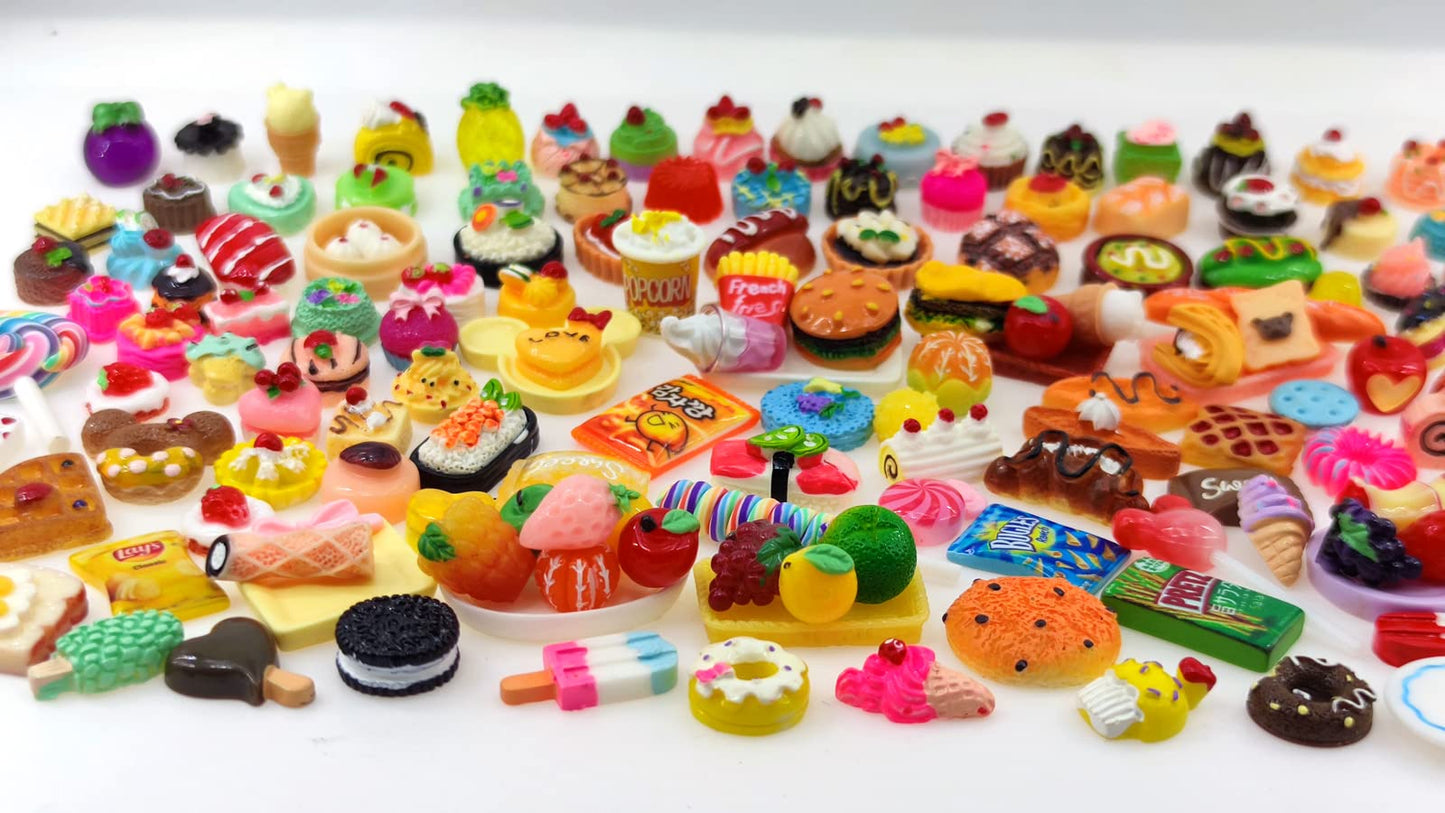 Nuanmu Miniature Food Drink Bottles Set - 100 Pieces, Small Resin Toys for Dollhouse Pretend Play, Multicolor, Model NM001