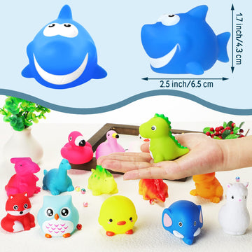 24 Packs Baby Bath Light Up Toys, Floating Rubber Animal Toys For Toddlers Infant Kids Boys Girls Flashing Color Changing Light