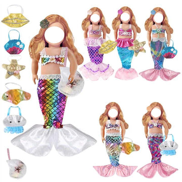 12 Pcs 18 Inch Mermaid-Tail Doll-Clothes-And-Accessories | Lovely Baby Doll Outfits Included Mermaid Summer Dress,Swimsuit Bikin