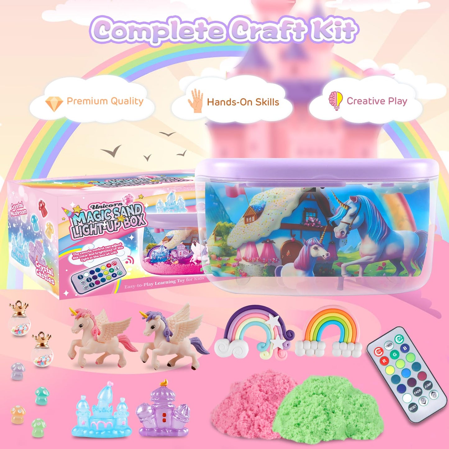 Plunack Unicorn Terrarium Light Up Kit for Girls - Birthday Gifts, Christmas Toy for Girls Age 4-5-6-7-8-11, DIY LED Night Light