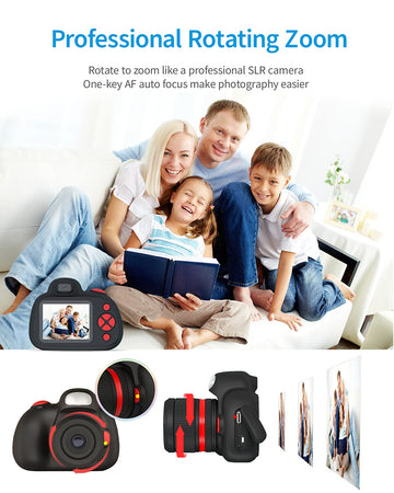 Moreximi Kids Camera, Digital Camera For Kids 3-8 Year Old, Birthday, Toys For Girls, 2.4' Ips Screen, Video Camcorder With Flash, 32G Card Included, Perfect Size (Black)