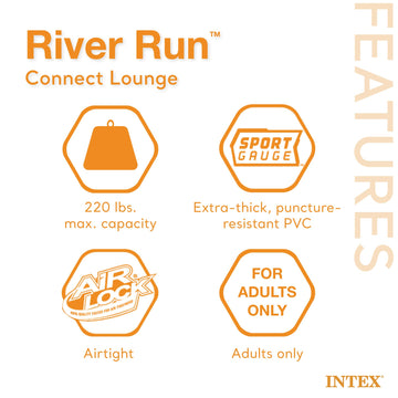 Intex 58854Ep River Run Connect Lounge Inflatable Floating Water Tube (5 Pack)