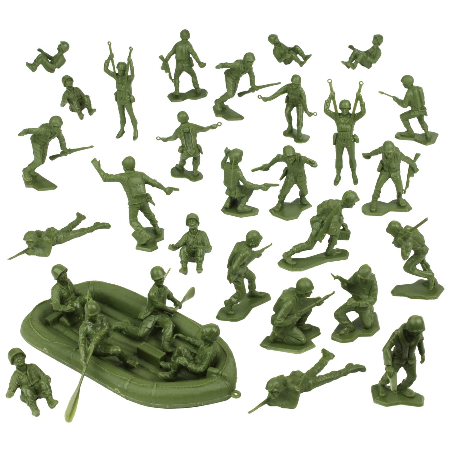 BMC Toys Plastic Army Men - 31pc OD Green WWII Figures, Model BMC-48573, Made in USA