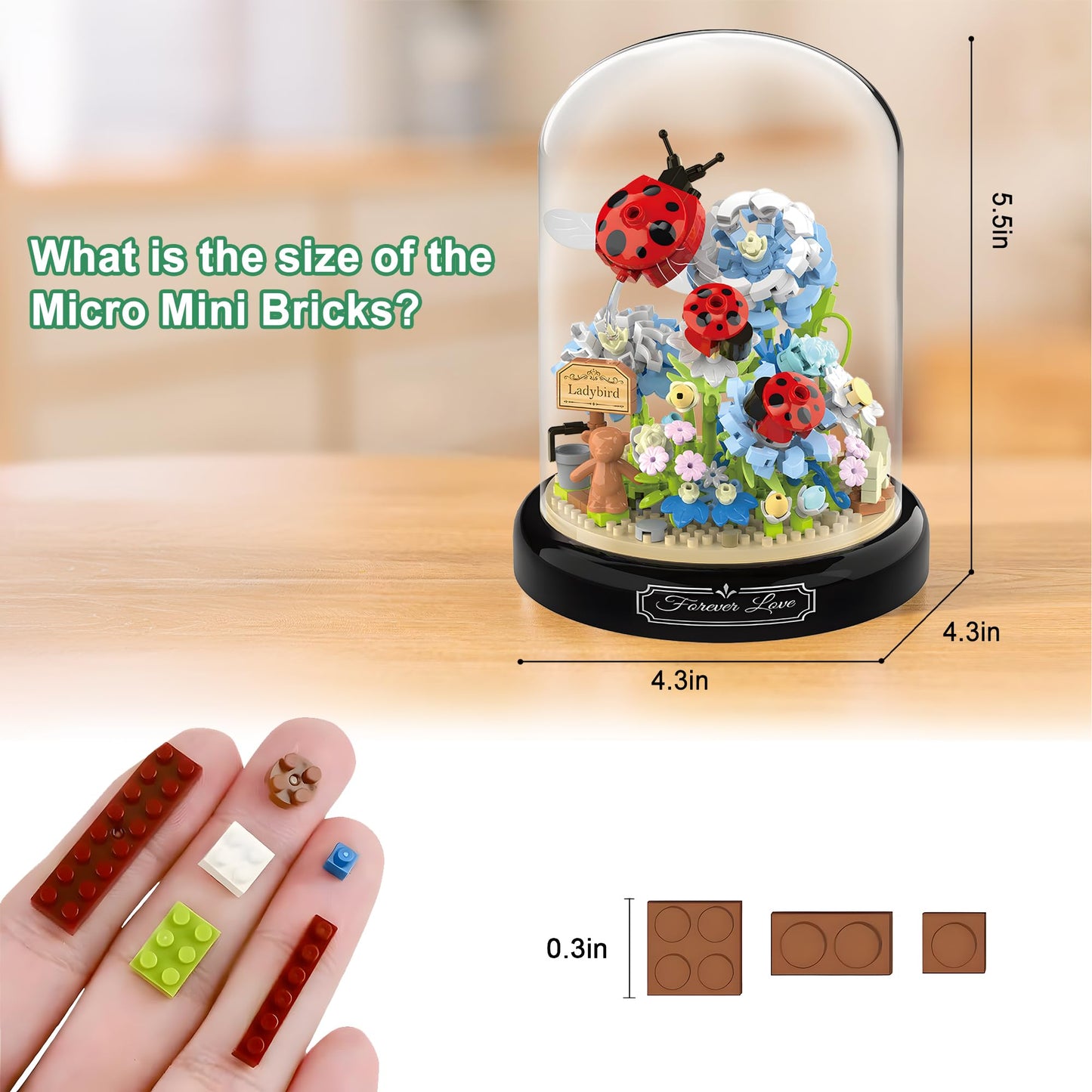 Hi-Reeke Flower Ladybug Bouquet Building Block Set, Micro Mini Botanical Building Toy For Women-596 Pcs