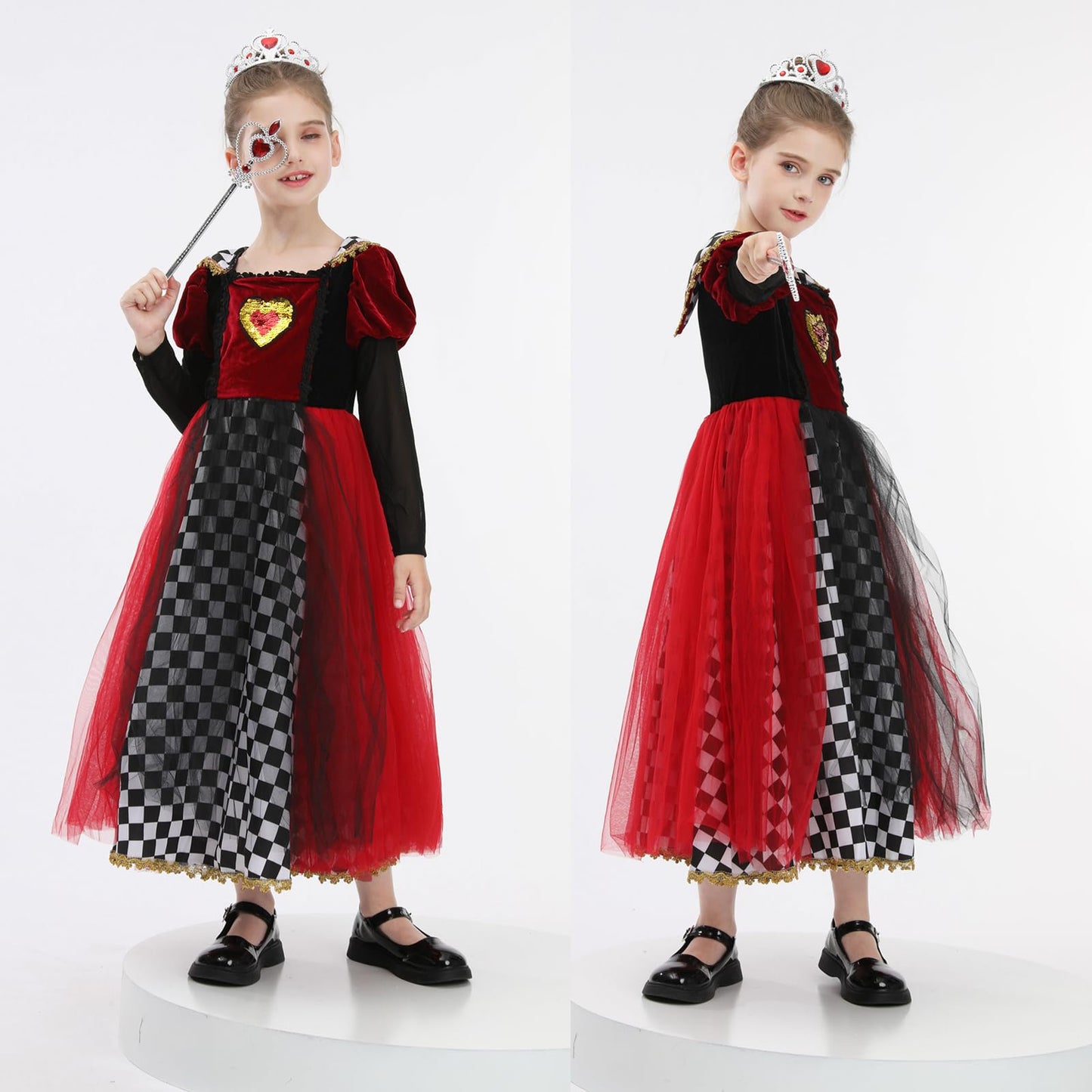 Nspstt Royal Red Queen Costume For Girl Halloween Dress Queen Of Hearts Costume