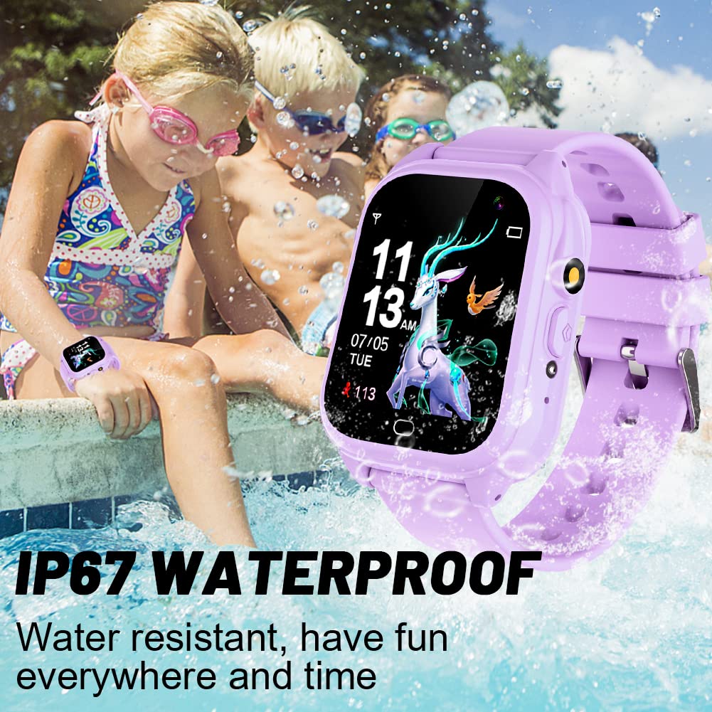 Waterproof Smart Watch For Kids 3-12 Years Boys Girls Learning Toys With 26 Puzzle Games Pedometer Camera Video Recording Music Player Alarm Timer Hd Touchscreen Toddler Watch Birthday Gift