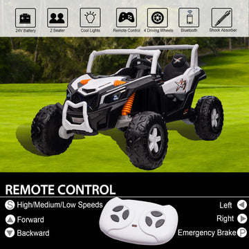 Nitoess Xxxl 24V Ride On Utv For Kids 2 Seater, 4Wd Ride On Buggy Power With Remote Control, 3-12Yrs Electric Car Bluetooth/Aux/Tf Slot,Max Load Capacity 200Lbs(White)