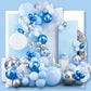 Partywoo Blue Balloon Garland Kit, 140 Pcs Blue And White Balloon Arch Kit, 4D Silver Balloons, Metallic Balloons, Confetti Balloons For Baby Shower Decorations, Birthday Decorations, Baptism