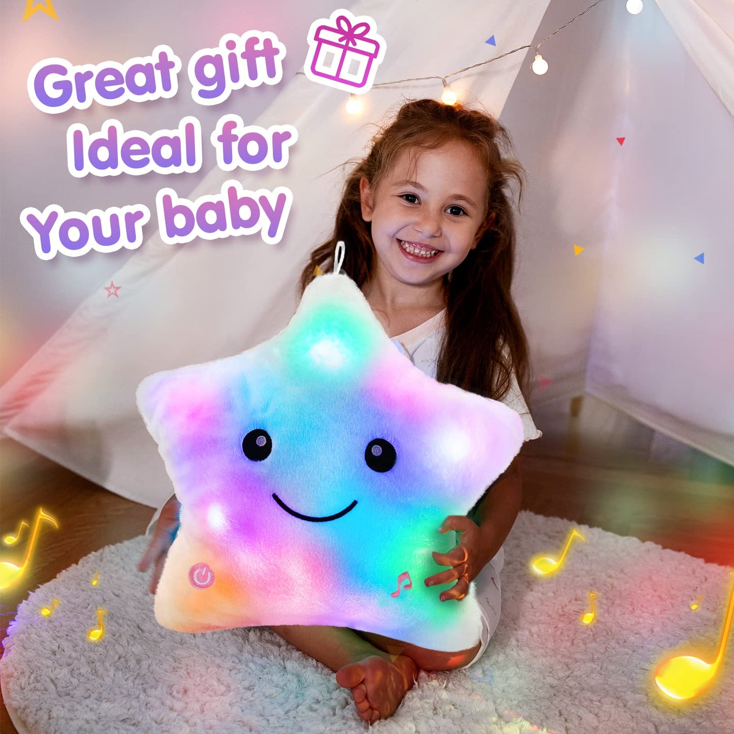 Bstaofy 13 Light up Musical Twinkle Star Lullaby Glow Light up Stuffed Animal LED Toys Soft Cuddly Singing Birthday Valentines C