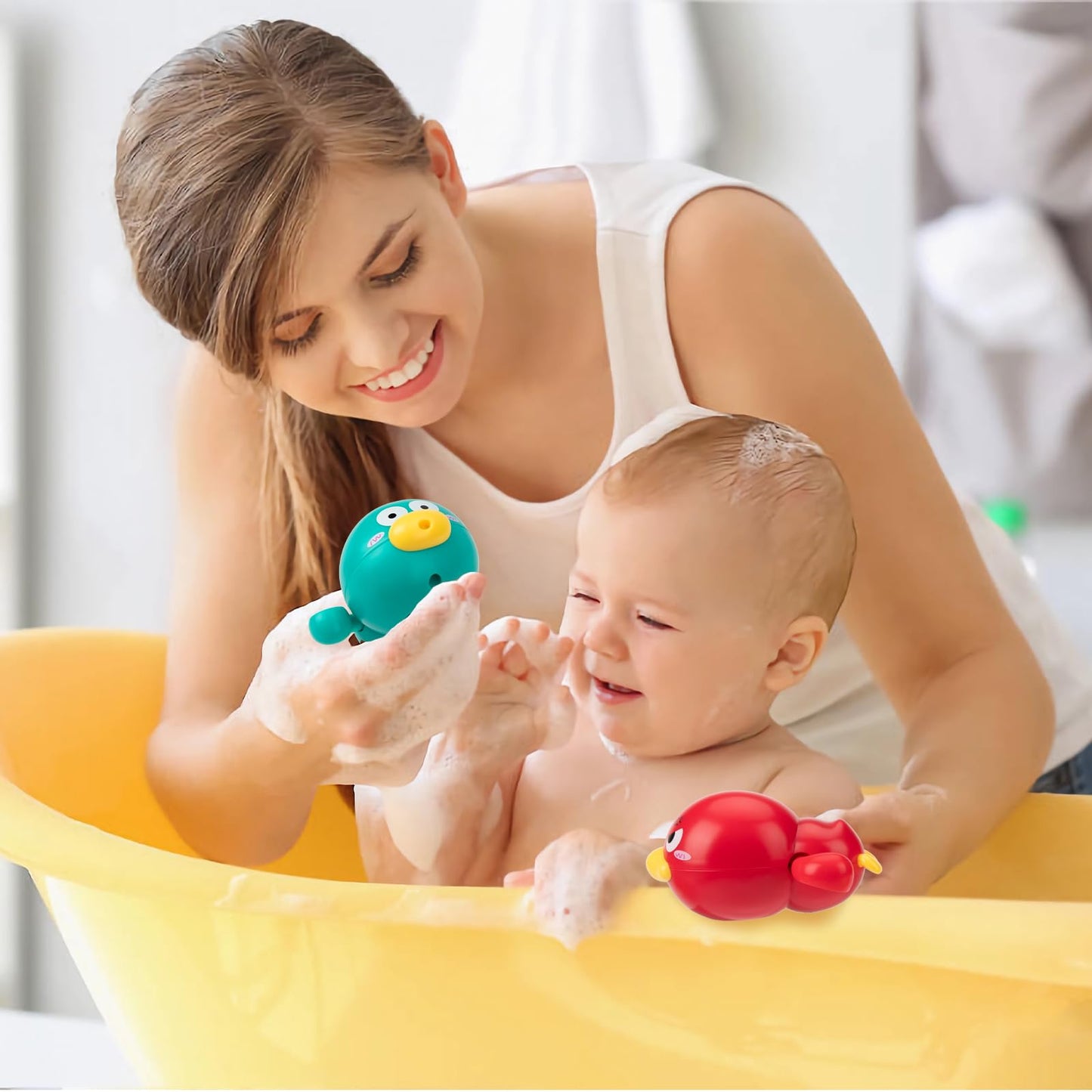 Bath Toys, Swimming Duck Baby Bath Toys For Toddler 1-3, Water Pool Floating Wind Up Toys For 1 Year Old Boy Girl Gifts, Infant Toddlers Kids Bathtub Toys, 3 Pack