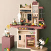 Kids Kitchen Set with Pretend Play Accessories, Water Spray Cooking Effect, Toy Oven, Sink, Storage Shelves & Kitchen Utensils, 