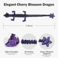 Outgoto 3D Printed Cherry Blossom Dragon - 11.8In Realistic Articulated Dragon Fidget Toy, Desk D  Cor And Collectible (Black Pu